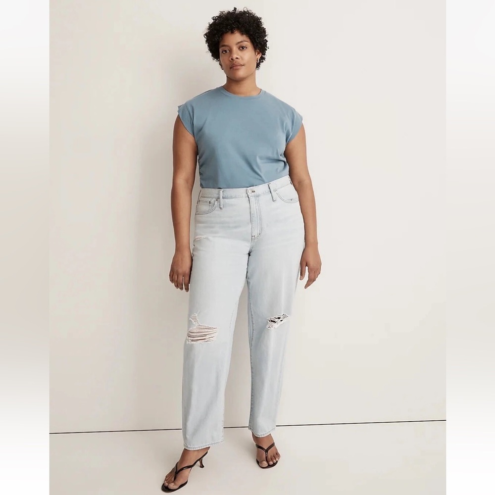 Madewell The Slouchy Boyjean W.Rips NWT Size32 lightblue 100% cotton lightweight